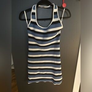 Aritzia Babaton striped y2k blue and white dress size S halter neck